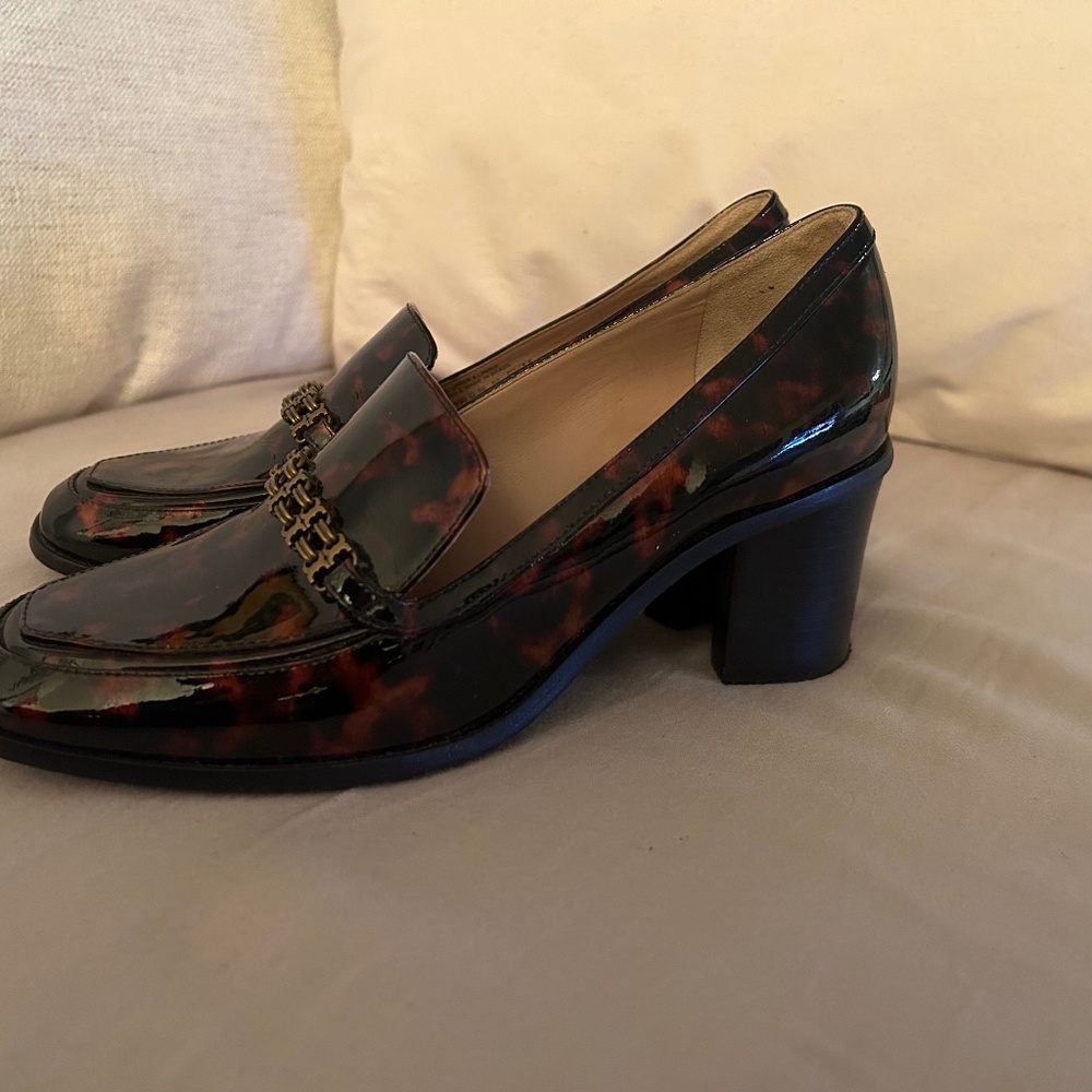 Tory Burch Gemini Link Tortoise Patent Leather Pumps 6.5